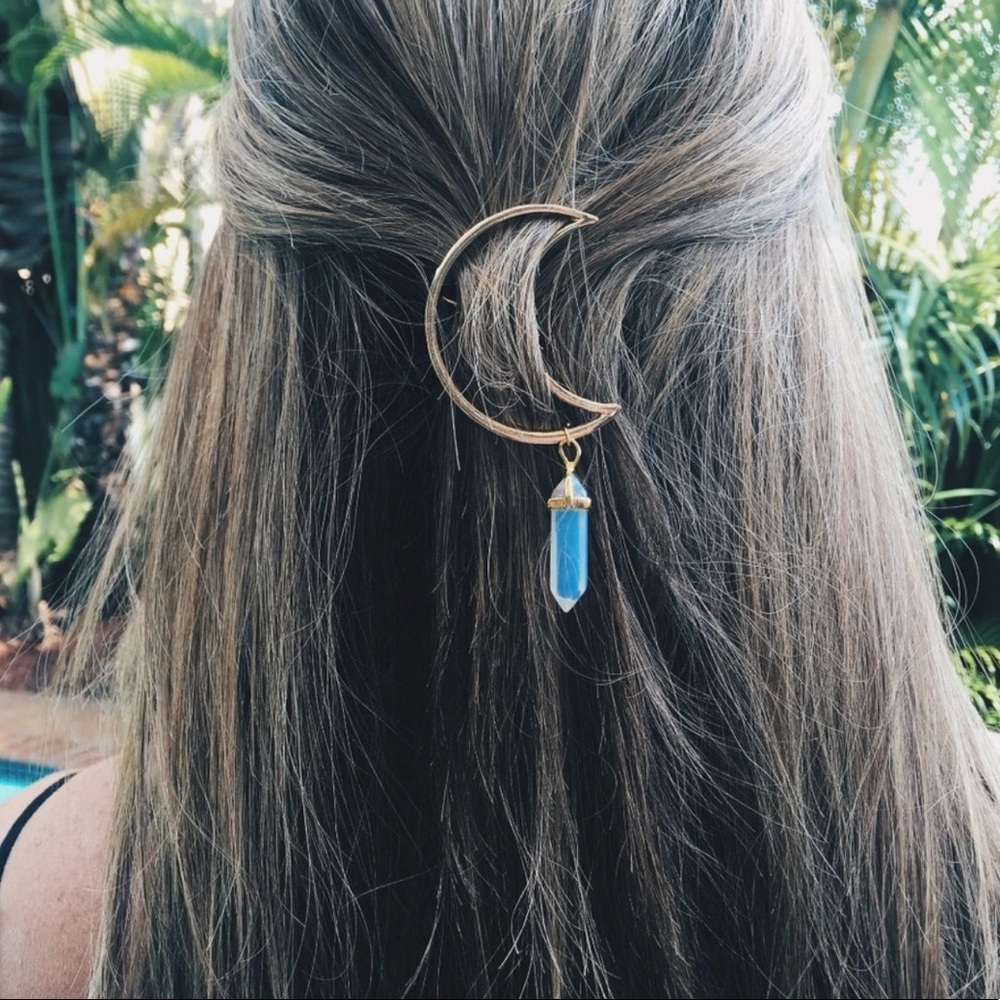 NEW Moon Marble Stone Hairpin - Picture 1 of 2